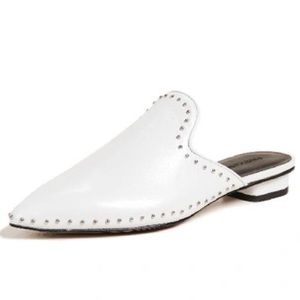 Rebecca Minkoff white leather studded mule